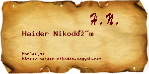 Haider Nikodém névjegykártya